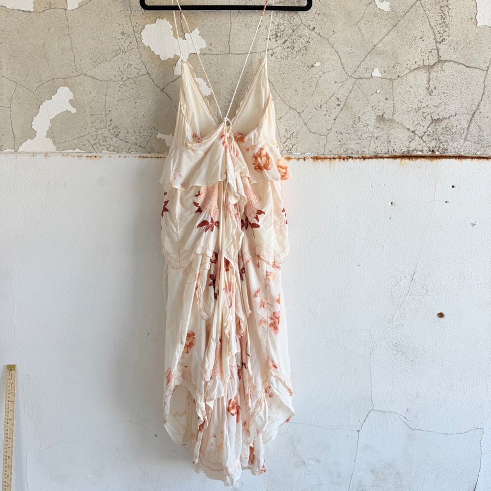 Free People Midi Dress Embroidered Floral Boho Handkerchief Hem Sundress Small - Picture 11 of 14